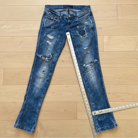 Miss 60’s jeans Style Shock ripped destroyed denim low rise slim straight 27 - Picture 12 of 14